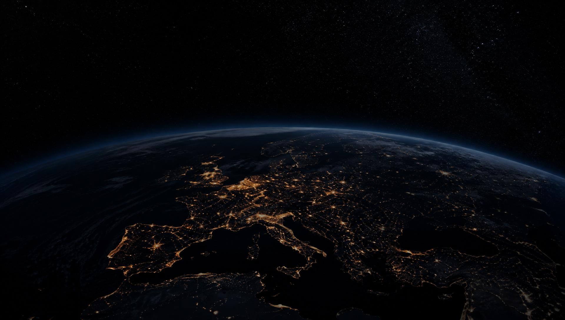 View of Earth from space at night